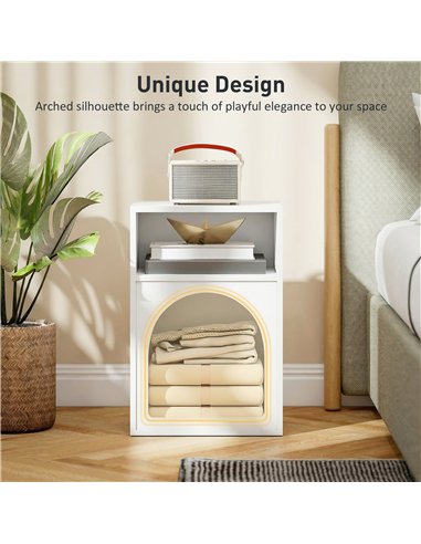 HOMCOM Bedside Table with 2 Open Compartments - White