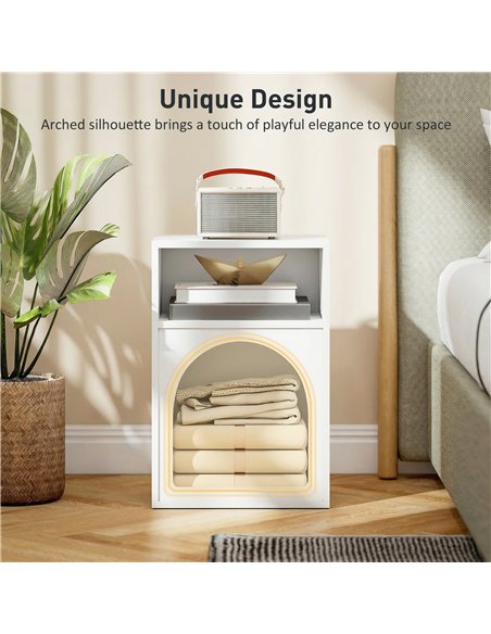 HOMCOM Bedside Table with 2 Open Compartments - White - pic 193876 | FastDaddyshop
