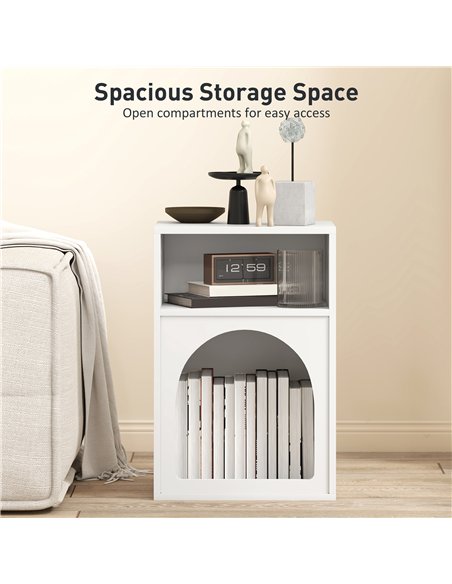 HOMCOM Bedside Table with 2 Open Compartments - White - pic 193877 | FastDaddyshop