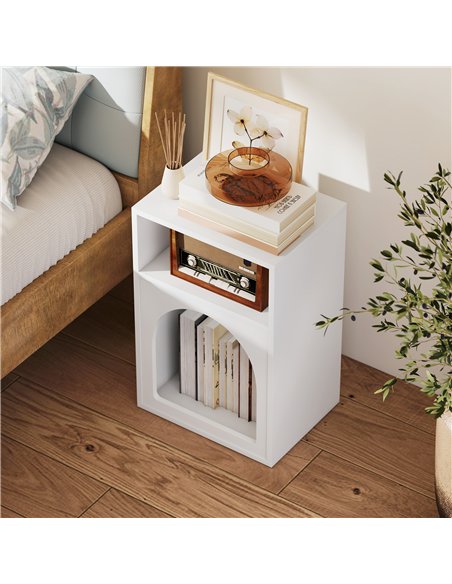 HOMCOM Bedside Table with 2 Open Compartments - White - pic 193878 | FastDaddyshop