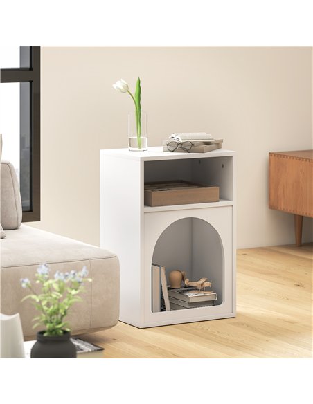 HOMCOM Bedside Table with 2 Open Compartments - White - pic 193880 | FastDaddyshop