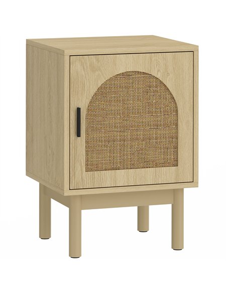 HOMCOM Rattan Bedside Table for Bedroom - Natural Wood - pic 193882 | FastDaddyshop
