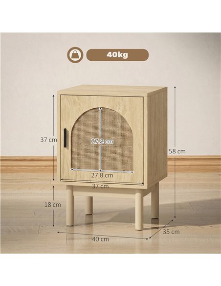 HOMCOM Rattan Bedside Table for Bedroom - Natural Wood - pic 193884 | FastDaddyshop