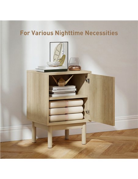 HOMCOM Rattan Bedside Table for Bedroom - Natural Wood - pic 193885 | FastDaddyshop