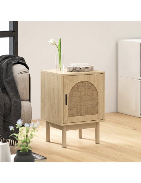 HOMCOM Rattan Bedside Table for Bedroom - Natural Wood - pic 193890 | FastDaddyshop