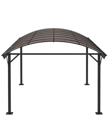 Outsunny 5 x 3(m) Hardtop Carport Aluminium Gazebo Pavilion Garden Shelter Pergola with Polycarbonate Roof, Brown