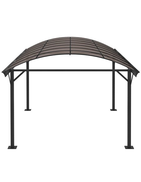 Outsunny 5 x 3(m) Hardtop Carport Aluminium Gazebo Pavilion Garden Shelter Pergola with Polycarbonate Roof, Brown - pic 19390 | FastDaddyshop