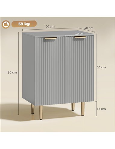 HOMCOM Sideboard Buffet Cabinet, Modern Kitchen Storage Cabinet with Adjustable Shelf and Metal Legs, Grey