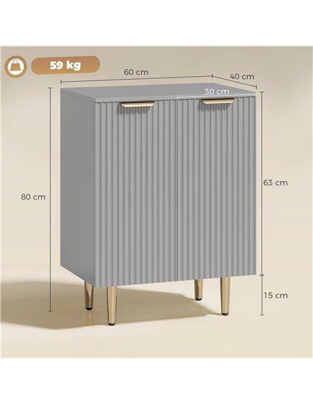 HOMCOM Sideboard Buffet Cabinet, Modern Kitchen Storage Cabinet with Adjustable Shelf and Metal Legs, Grey - pic 193902 | FastDaddyshop