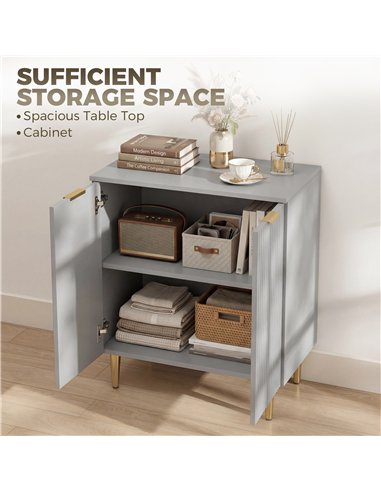 HOMCOM Sideboard Buffet Cabinet, Modern Kitchen Storage Cabinet with Adjustable Shelf and Metal Legs, Grey