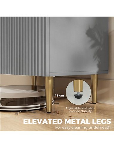 HOMCOM Sideboard Buffet Cabinet, Modern Kitchen Storage Cabinet with Adjustable Shelf and Metal Legs, Grey