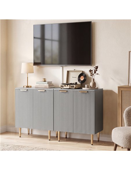 HOMCOM Sideboard Buffet Cabinet, Modern Kitchen Storage Cabinet with Adjustable Shelf and Metal Legs, Grey - pic 193907 | FastDaddyshop