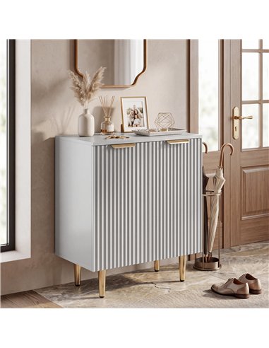 HOMCOM Sideboard Buffet Cabinet, Modern Kitchen Storage Cabinet with Adjustable Shelf and Metal Legs, Grey