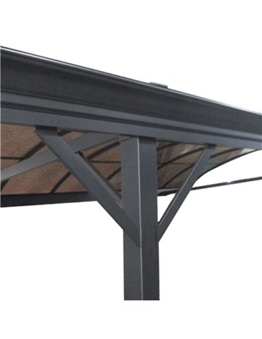 Outsunny 5 x 3(m) Hardtop Carport Aluminium Gazebo Pavilion Garden Shelter Pergola with Polycarbonate Roof, Brown