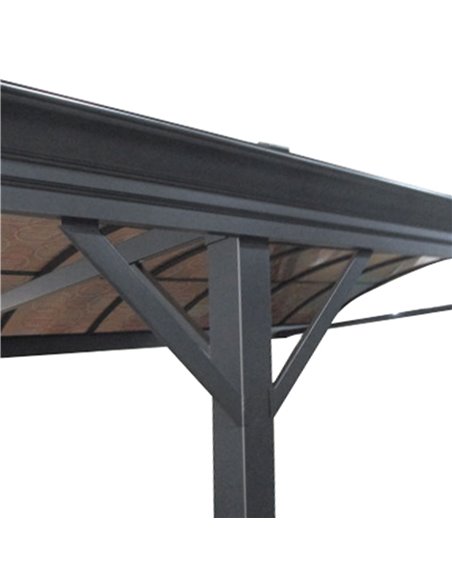 Outsunny 5 x 3(m) Hardtop Carport Aluminium Gazebo Pavilion Garden Shelter Pergola with Polycarbonate Roof, Brown - pic 19391 | FastDaddyshop
