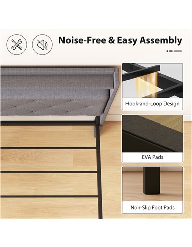 HOMCOM Floating Bed Frame, Upholstered 5ft King Size Bed, Platform Bed with RGB LED Lights and Charging Station, Grey