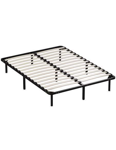HOMCOM 4ft6 Double Bed Frame, Metal Platform Bed Frame with 2 x 14 Wood Slats, No Box Spring Needed, Underbed Storage, Black - pic 193936 | FastDaddyshop
