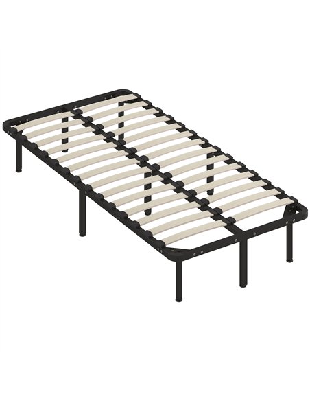 HOMCOM 3ft Single Bed Frame, Metal Platform Bed Frame with 2 x 14 Wood Slats, No Box Spring Needed, Underbed Storage, Black - pic 193945 | FastDaddyshop
