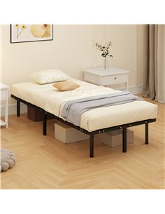 HOMCOM 3ft Single Bed Frame, Metal Platform Bed Frame with 2 x 14 Wood Slats, No Box Spring Needed, Underbed Storage, Black 2