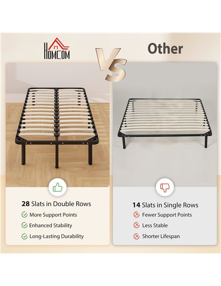 HOMCOM 3ft Single Bed Frame, Metal Platform Bed Frame with 2 x 14 Wood Slats, No Box Spring Needed, Underbed Storage, Black - pic 193948 | FastDaddyshop