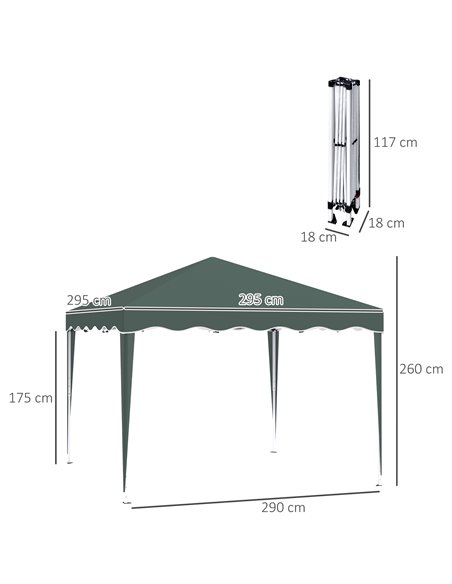 Outsunny 3x3m Pop Up Gazebo with Carry Bag, Adjustable Height, Wave Edge, Green - pic 19395 | FastDaddyshop