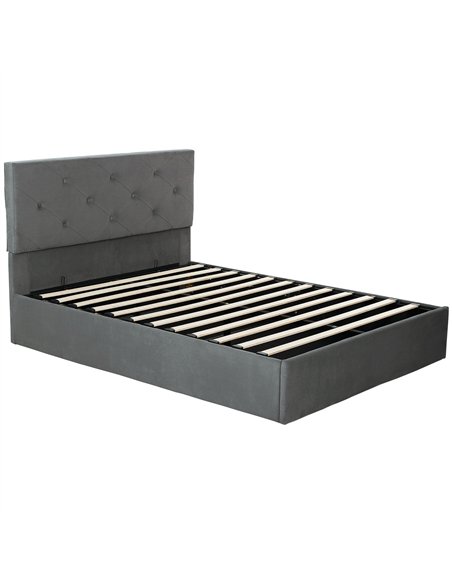 HOMCOM Double Bed Frame Gas End Lift Under Bed Storage Upholstered Platform Bed Tufted Headboard for 140 x 190 cm Mattress - pic 193954 | FastDaddyshop
