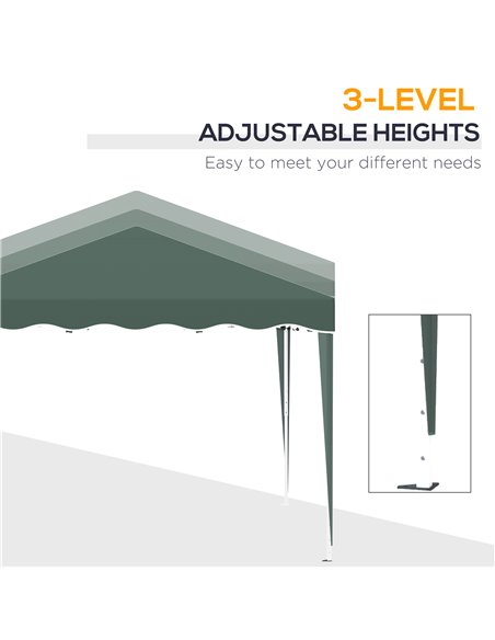 Outsunny 3x3m Pop Up Gazebo with Carry Bag, Adjustable Height, Wave Edge, Green - pic 19396 | FastDaddyshop