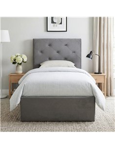 HOMCOM Single Bed Frame Gas End Lift Under Bed Storage Upholstered Platform Bed Tufted Headboard for 90 x 190 cm Mattress 2
