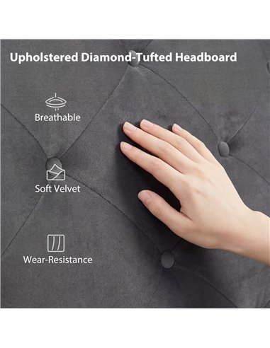 HOMCOM Single Bed Frame Gas End Lift Under Bed Storage Upholstered Platform Bed Tufted Headboard for 90 x 190 cm Mattress