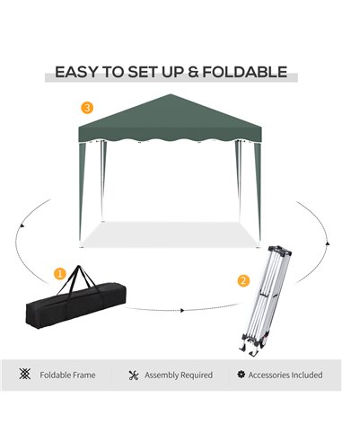 Outsunny 3x3m Pop Up Gazebo with Carry Bag, Adjustable Height, Wave Edge, Green