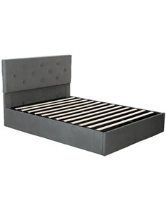 HOMCOM King Size Bed Frame Gas End Lift Under Bed Storage Upholstered Platform Bed Tufted Headboard for 150 x 200 cm Mattress