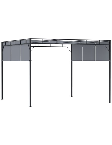 Outsunny 3x3m Steel Pergola Gazebo with Retractable Roof Canopy, Dark Grey - pic 19402 | FastDaddyshop