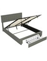 HOMCOM PU Leather King Size Ottoman Bed Frame, with Front Drawer - Grey