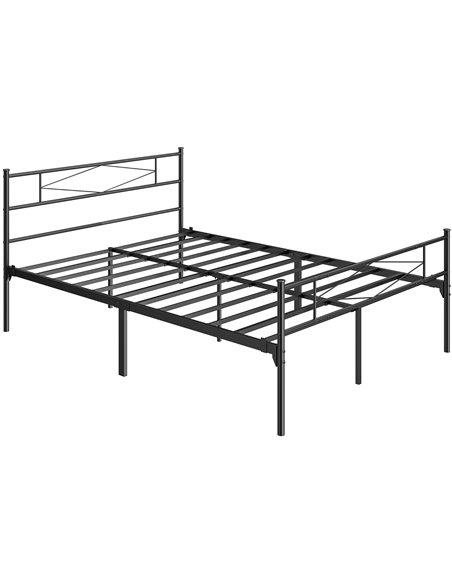 HOMCOM 4ft6 Double Bed Frame with Headboard and Footboard, Metal Platform Bed Frame with 32 cm Underbed Storage, Black - pic 194035 | FastDaddyshop