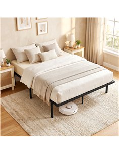 HOMCOM 4ft6 Double Bed Frame with Underbed Storage, Metal Platform Bed Frame with Steel Slat Support, No Box Spring Needed 2