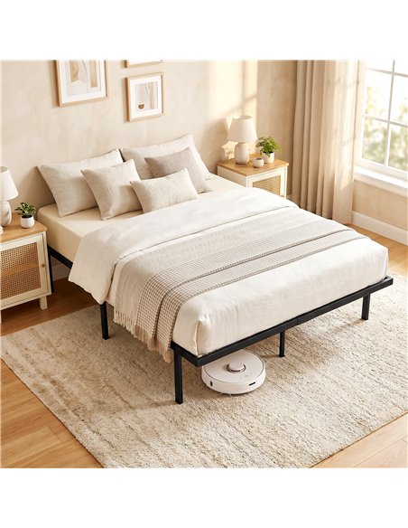 HOMCOM 4ft6 Double Bed Frame with Underbed Storage, Metal Platform Bed Frame with Steel Slat Support, No Box Spring Needed - pic 194045 | FastDaddyshop