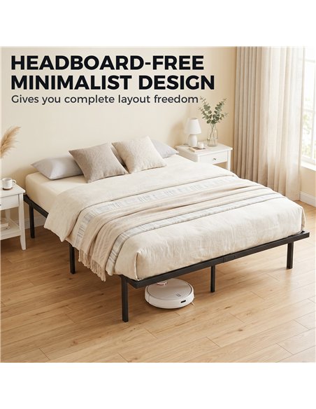HOMCOM 4ft6 Double Bed Frame with Underbed Storage, Metal Platform Bed Frame with Steel Slat Support, No Box Spring Needed - pic 194049 | FastDaddyshop