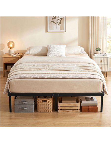 HOMCOM 4ft6 Double Bed Frame with Underbed Storage, Metal Platform Bed Frame with Steel Slat Support, No Box Spring Needed - pic 194051 | FastDaddyshop