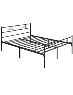 HOMCOM 5ft King Bed Frame with Headboard and Footboard, Metal Platform Bed Frame with 32 cm Underbed Storage, Black