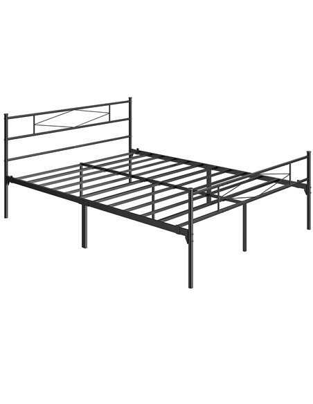 HOMCOM 5ft King Bed Frame with Headboard and Footboard, Metal Platform Bed Frame with 32 cm Underbed Storage, Black - pic 194062 | FastDaddyshop