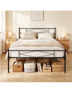 HOMCOM 5ft King Bed Frame with Headboard and Footboard, Metal Platform Bed Frame with 32 cm Underbed Storage, Black 2