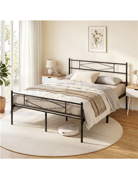 HOMCOM 5ft King Bed Frame with Headboard and Footboard, Metal Platform Bed Frame with 32 cm Underbed Storage, Black - pic 194068 | FastDaddyshop
