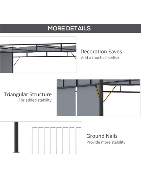 Outsunny 3 x 3(m) Steel Pergola Gazebo Garden Shelter with Retractable Roof Canopy for Outdoor, Patio, Dark Grey - pic 19407 | FastDaddyshop