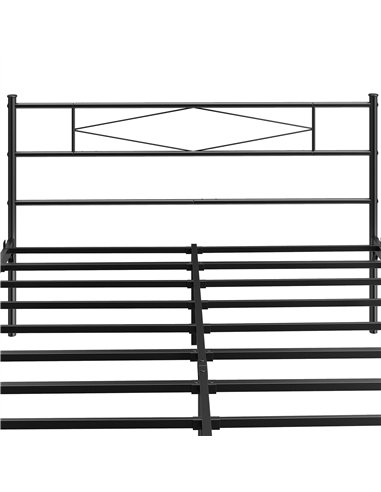 HOMCOM 5ft King Bed Frame with Headboard and Footboard, Metal Platform Bed Frame with 32 cm Underbed Storage, Black