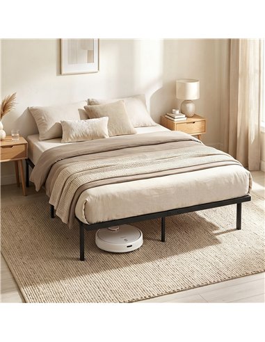 HOMCOM 5ft King Bed Frame with Underbed Storage, Metal Platform Bed Frame with Steel Slat Support, No Box Spring Needed