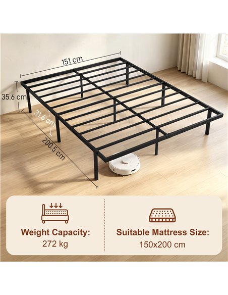 HOMCOM 5ft King Bed Frame with Underbed Storage, Metal Platform Bed Frame with Steel Slat Support, No Box Spring Needed - pic 194073 | FastDaddyshop
