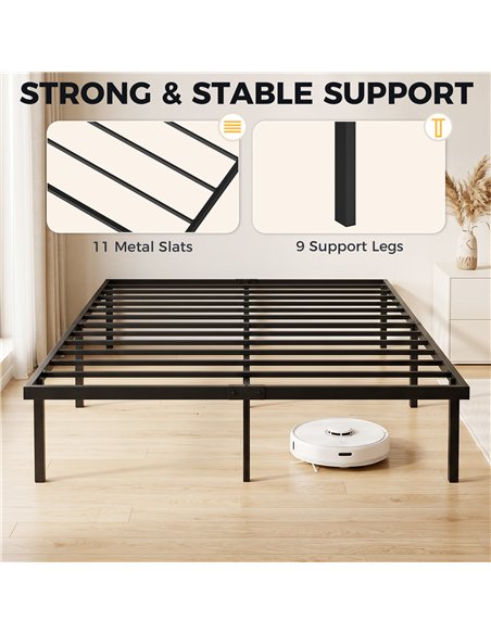 HOMCOM 5ft King Bed Frame with Underbed Storage, Metal Platform Bed Frame with Steel Slat Support, No Box Spring Needed - pic 194074 | FastDaddyshop