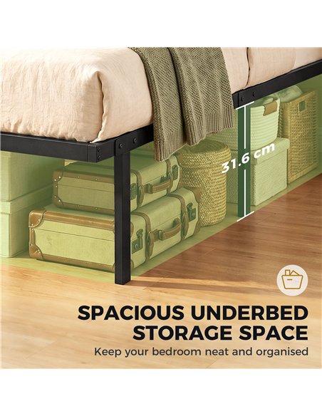 HOMCOM 5ft King Bed Frame with Underbed Storage, Metal Platform Bed Frame with Steel Slat Support, No Box Spring Needed - pic 194075 | FastDaddyshop