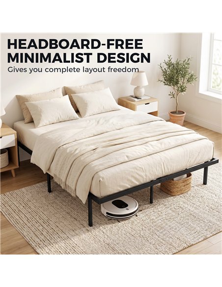 HOMCOM 5ft King Bed Frame with Underbed Storage, Metal Platform Bed Frame with Steel Slat Support, No Box Spring Needed - pic 194076 | FastDaddyshop