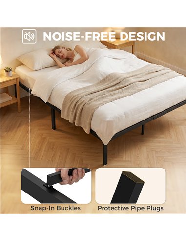 HOMCOM 5ft King Bed Frame with Underbed Storage, Metal Platform Bed Frame with Steel Slat Support, No Box Spring Needed